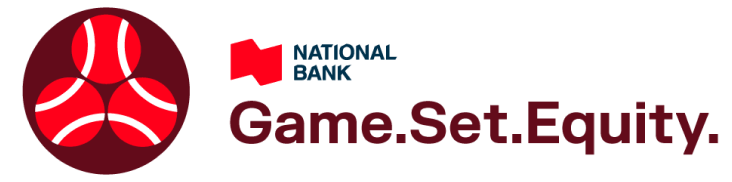 Illustrations of the Game.Set.Equity. and National Bank logos