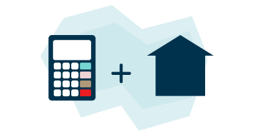 Picto of a calculator and house with the National Bank logo in the background