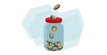 Illustration of a jar with coins going in