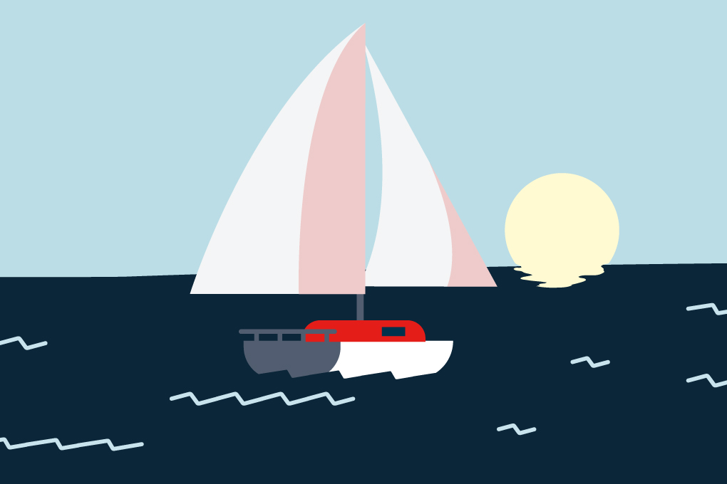 Illustration of a sailing boat representing a retirement project for an article.