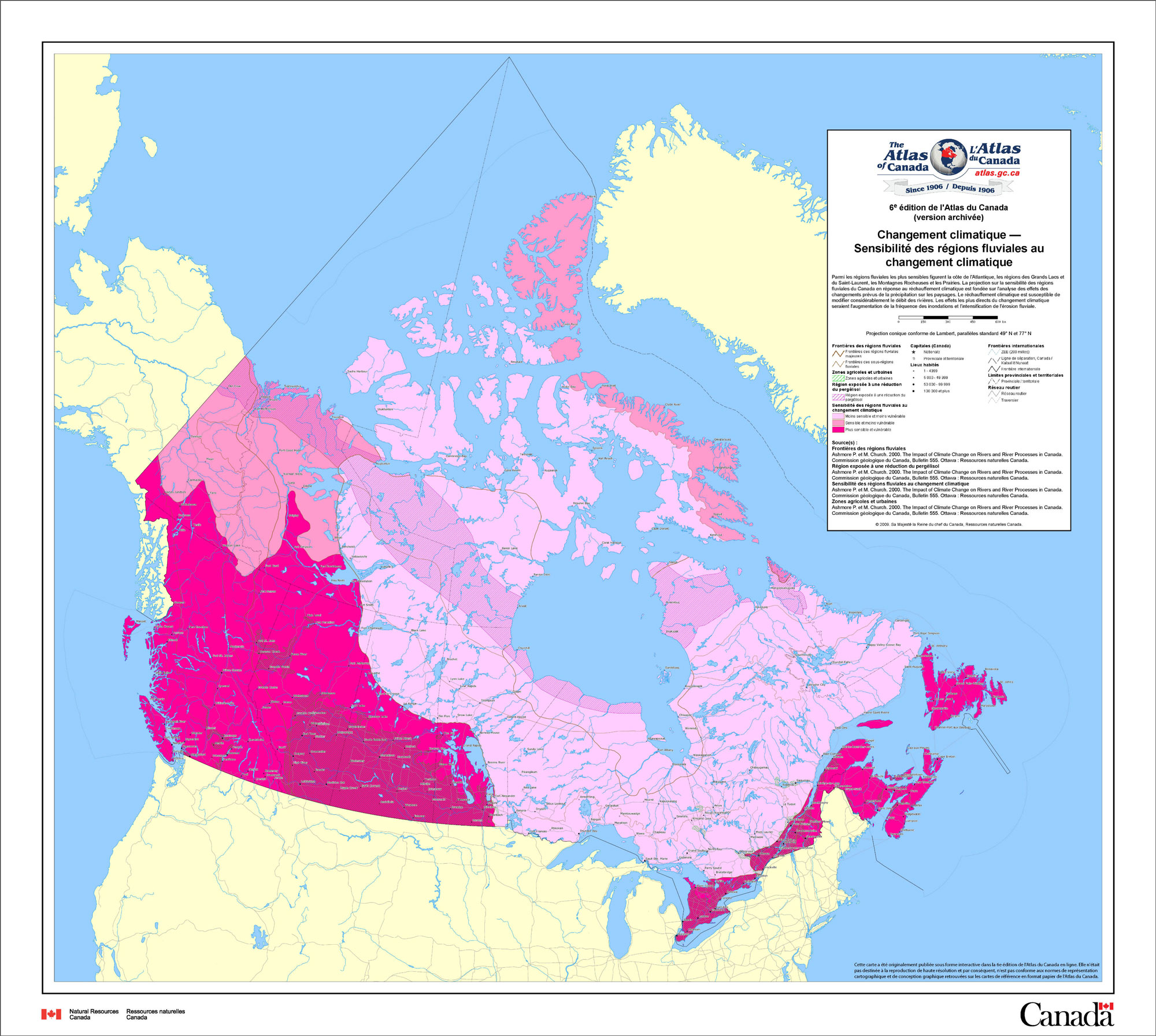 Geological map of Canada that represents flood risk areas