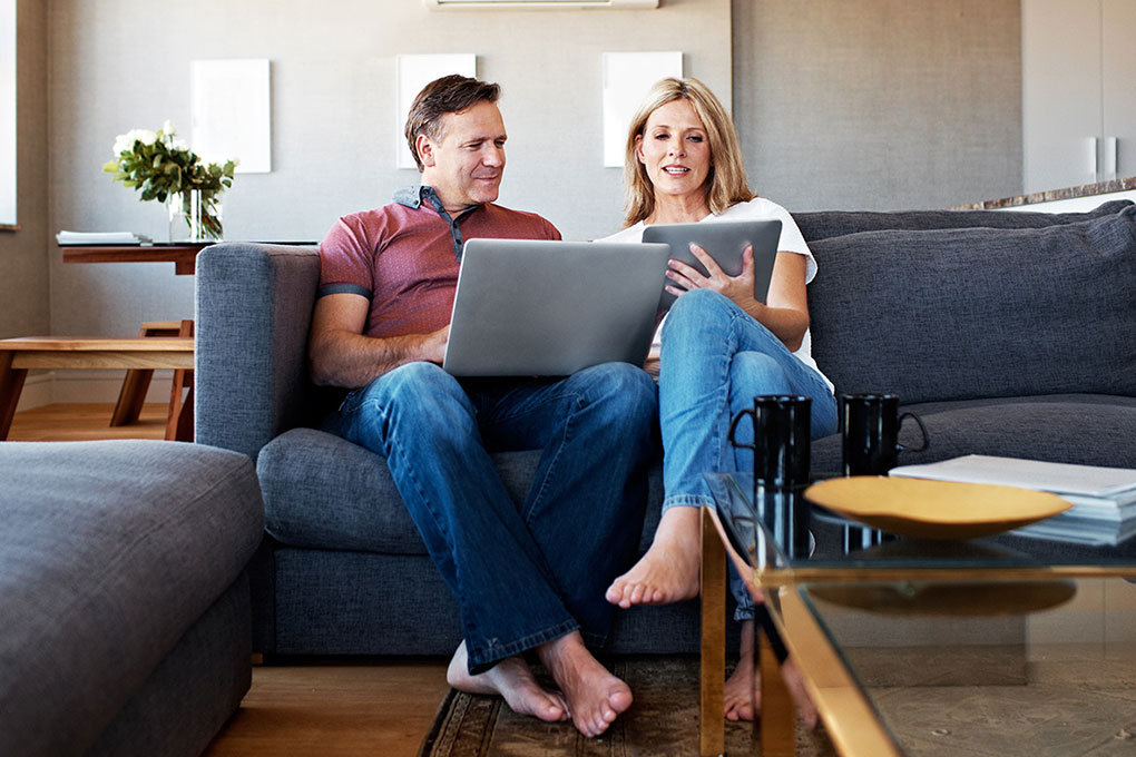Couple reading information about home equity line of credit